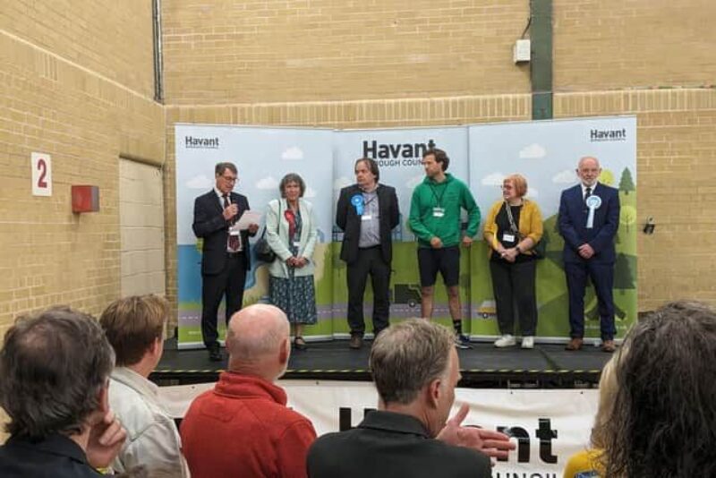 Photo of election results being called for St Faiths ward